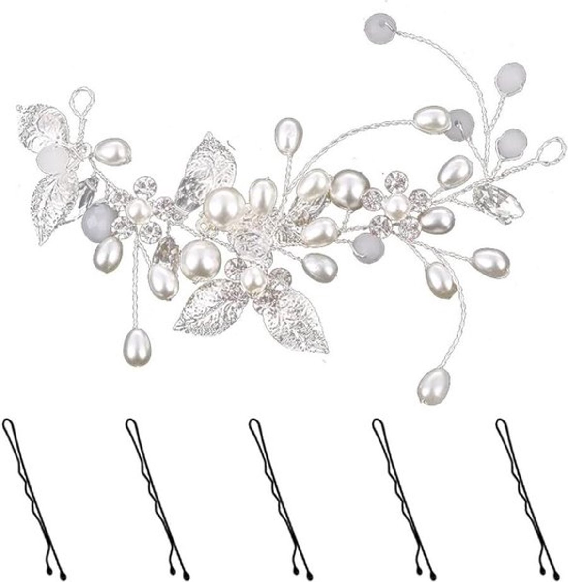Bloemen Haarband Bruiloft Parel Strass Haaraccessoires voor Bruid en Bruidsmeisjes