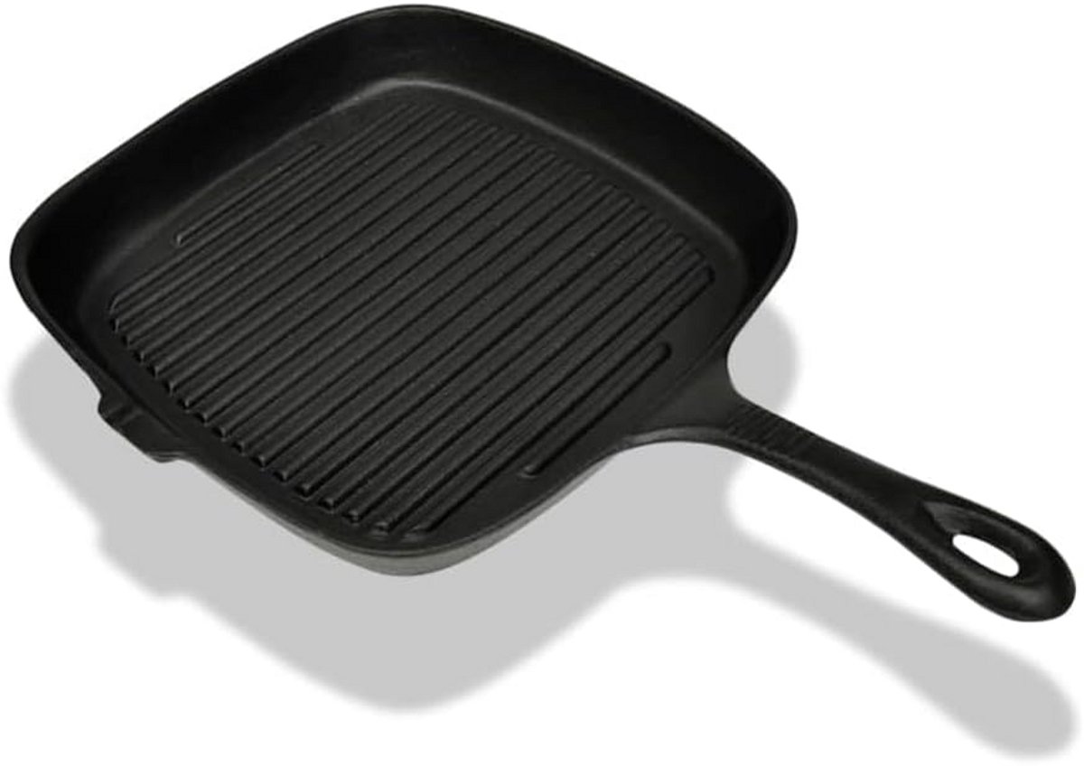 Gietijzeren Grillpan met Ribbelbodem voor Inductie en BBQ