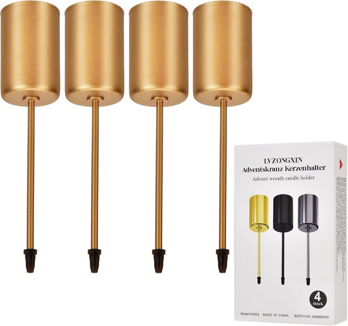 4 stuks adventskrans kaarsenhouders voor staafkaarsen, Scandinavische kerstdecoratie, kaar
