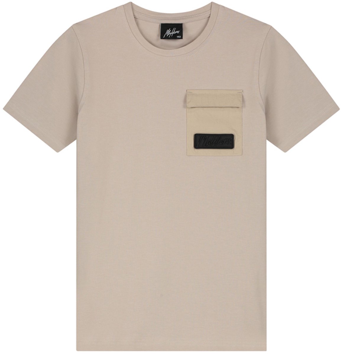 Malelions Pocket T-shirt Polo's & T-shirts Jongens - Polo shirt - Taupe - Maat 140