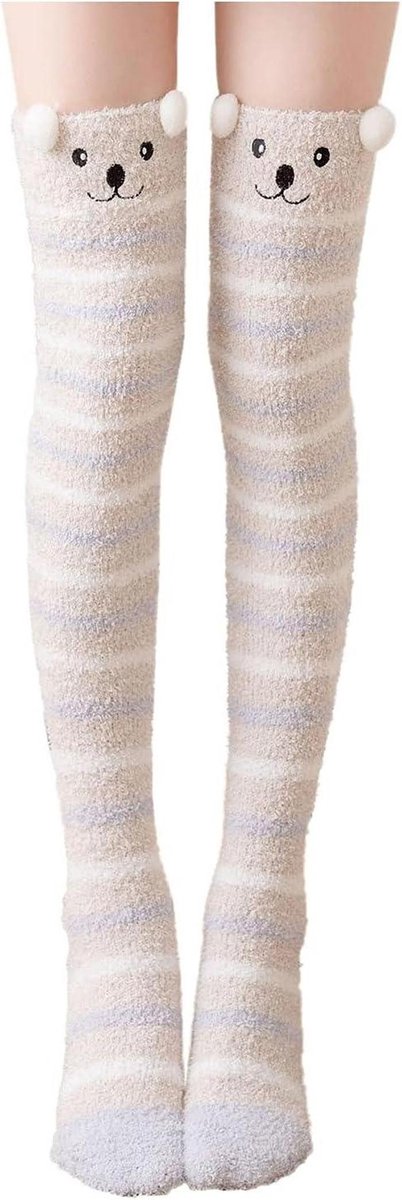 Dames Sokken - Winter Beenwarmers - Thuis Comfort - Zacht Fuzzy Materiaal - Één Maat - Beige