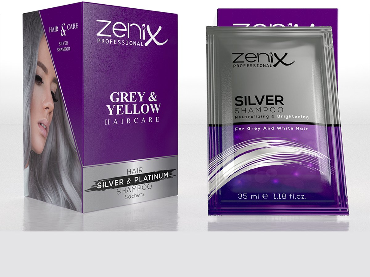 zenix hair care shampoo silver for grey and white hair sachets 30 ml