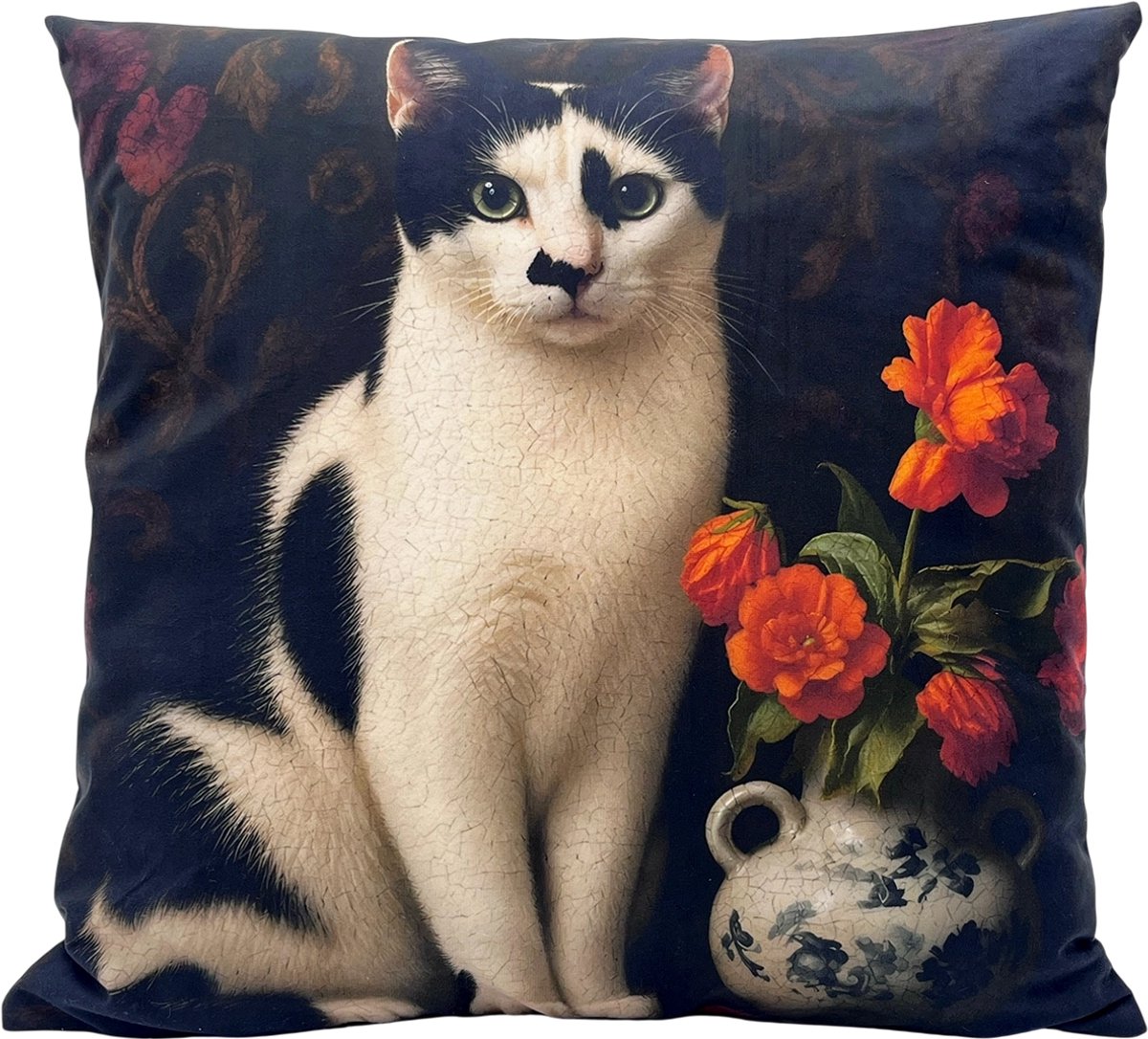 Sierkussen Kat - Katten Kussenhoes - Purrfect Bloom - 45 x 45 cm