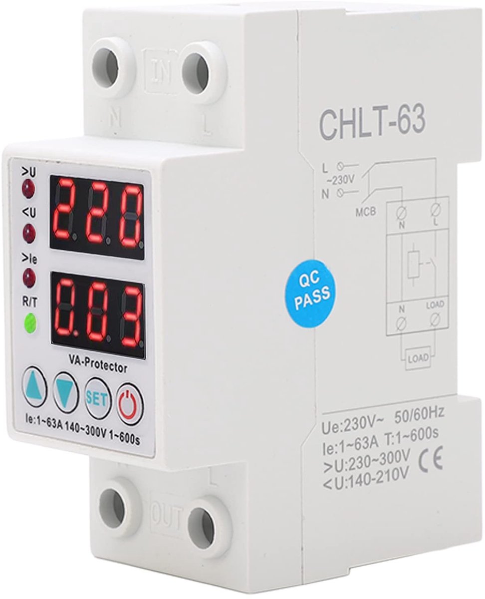 ONF3 - Stroombeveiliging - 230V AC - Automatisch herstel - Compact formaat - Overspanningbeveiliging - Voor thuisgebruik - Instelbare waarden