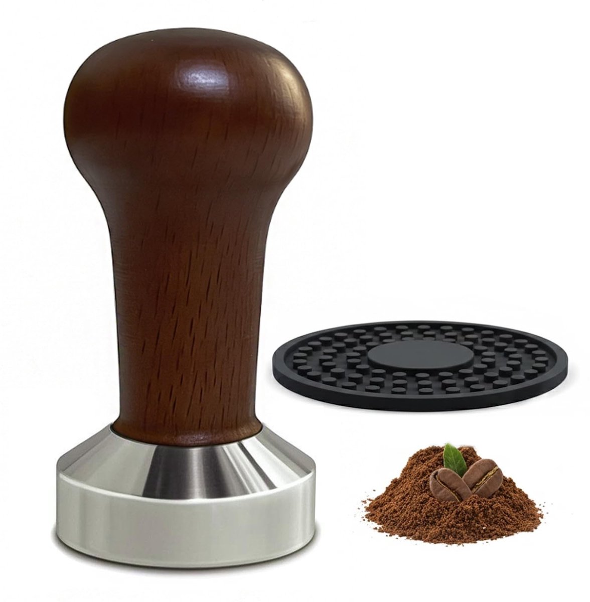 SPHProducts - Koffiestamper - Barista-gereedschap - Houten handvat - 51 mm - Perfecte espresso - Professionele kwaliteit - Voor espressomachines