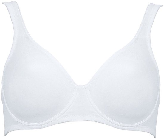 Witte voorgevormde beugel bh met brede schouderbanden, geïsoleerd.
