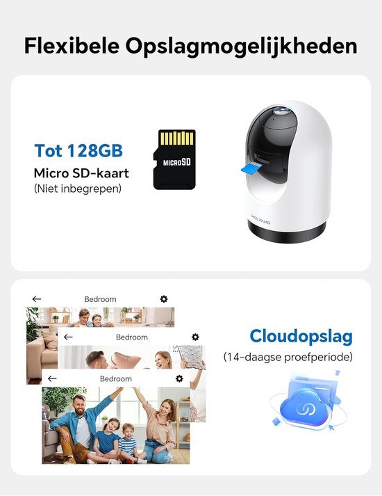 Binnen Camera Set - Beveiligingscamera's WiFi - Huis Dieren Bewaken - 360 Graden Rotatie - 2 Stuks - Wit — afbeelding 3