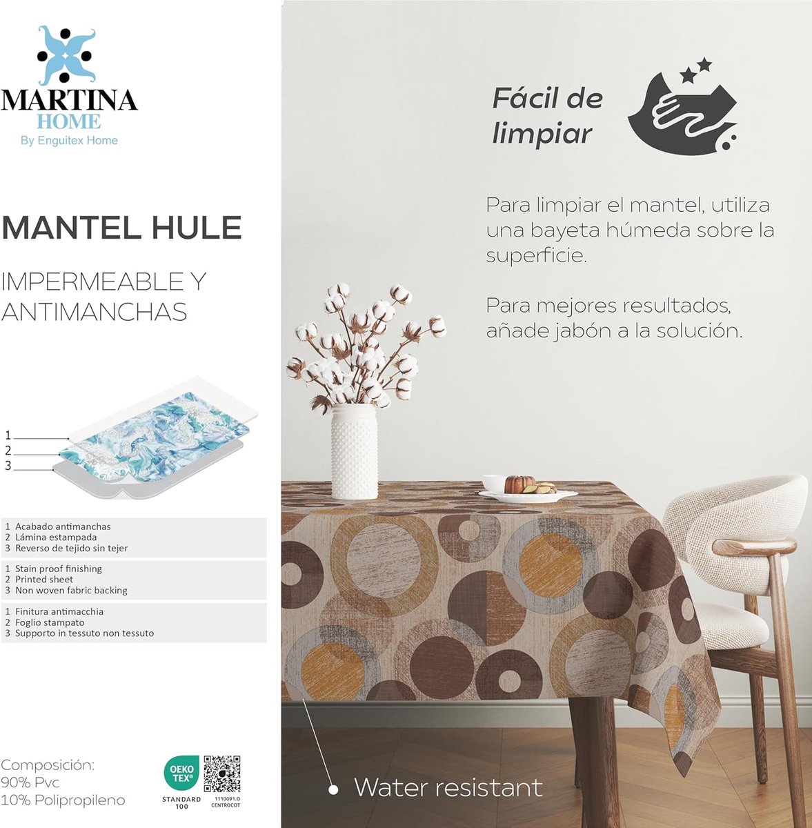 Tafelkleed - Tafelzeil - Elegante Tafel - Vuilafstotend - 250 x 140 cm - Bruin