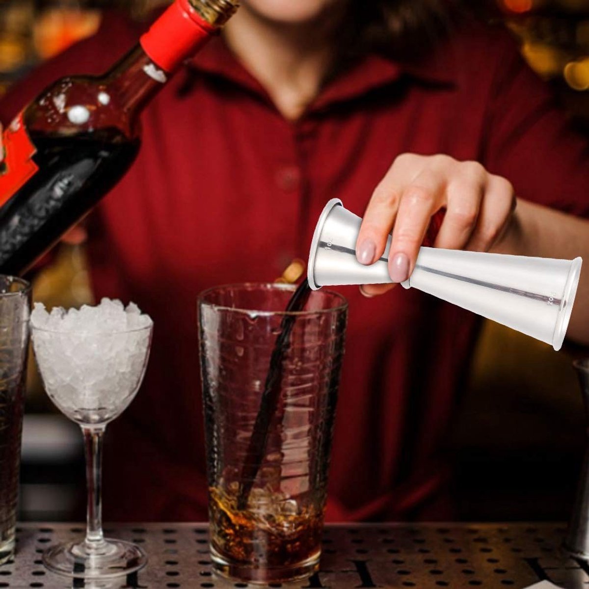 aladdien - Dubbele Jigger - Cocktail Maatbeker - Roestvrij Staal - 60 ml - Bar Accessoire - Voor Cocktails - Professioneel Gebruik