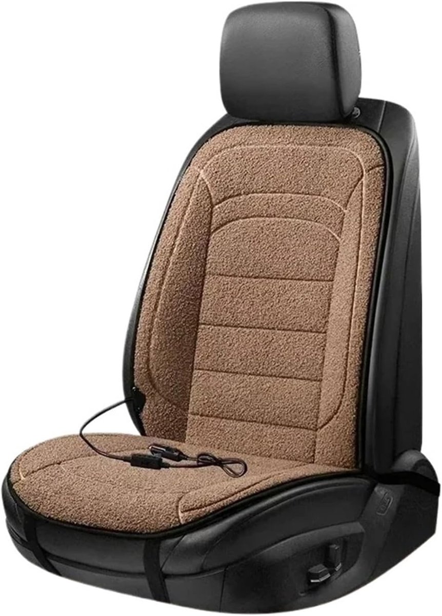 Verwarmde Autostoelhoes - Stoelkussen - Comfortabele Rit - Snelle Opwarming - 105x50 cm - Bruin