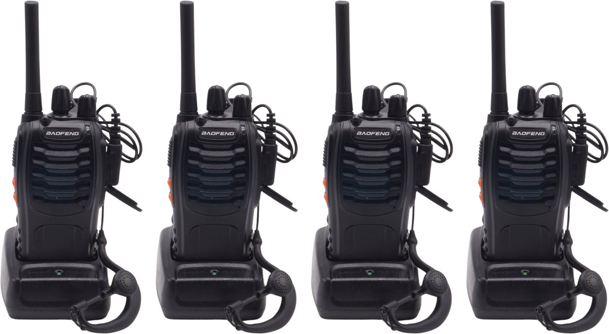 Walkietalkie - Set van 4x Baofeng BF-88E PMR portofoons - Met headsets