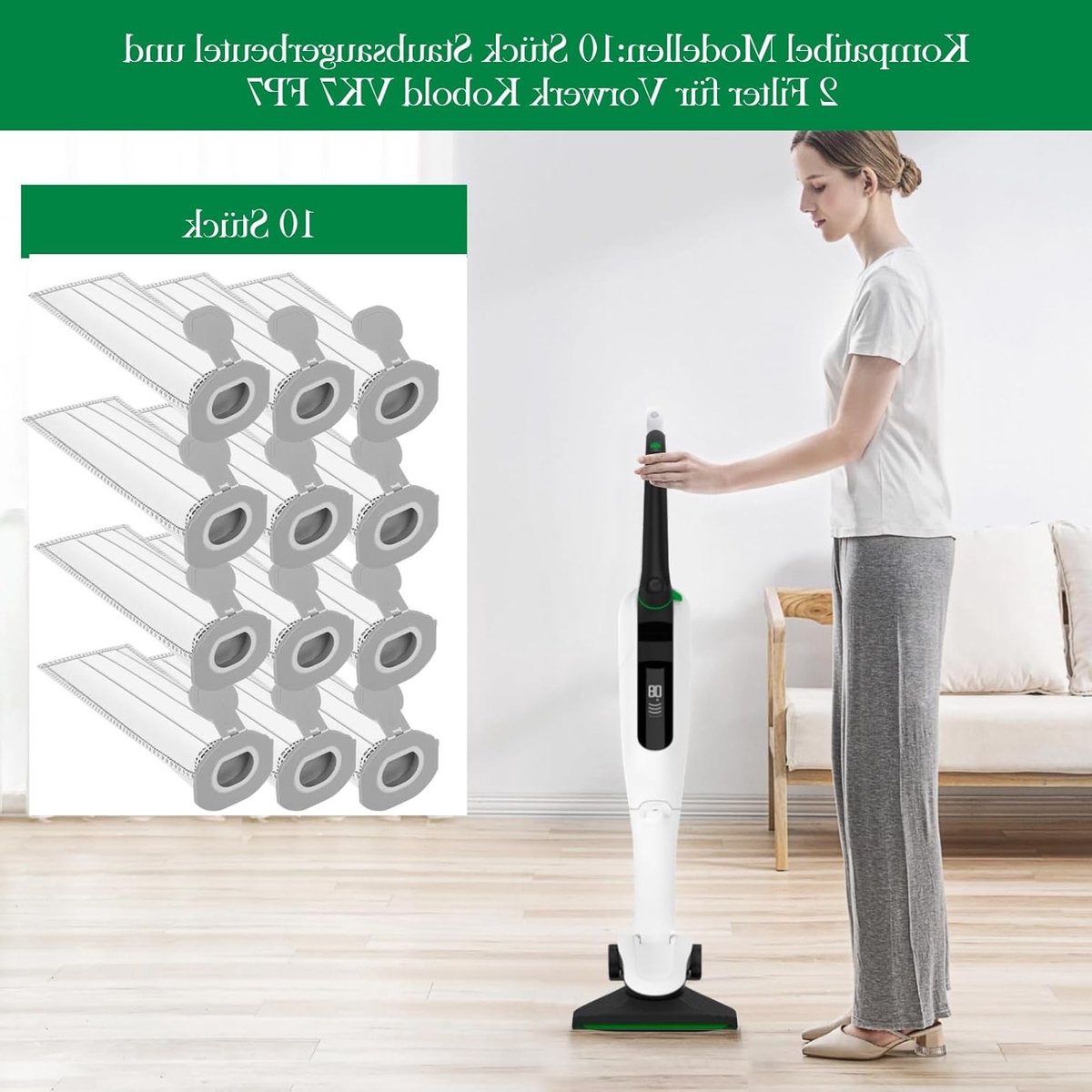 Set van 10 Stofzuigerzakken voor Vorwerk Kobold VK7 - Premium Filters voor Stofzuiger, Ideaal voor Huishoudelijk Gebruik en Allergieën