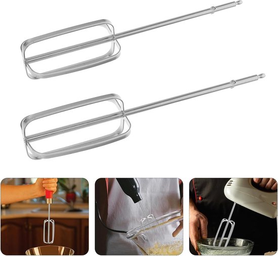 Eierklopper Accessoires - Mixer hulpstukken - Bakken en mengen - 4-blads ontwerp - 2 stuks - Zilver van Merkloos — afbeelding 3