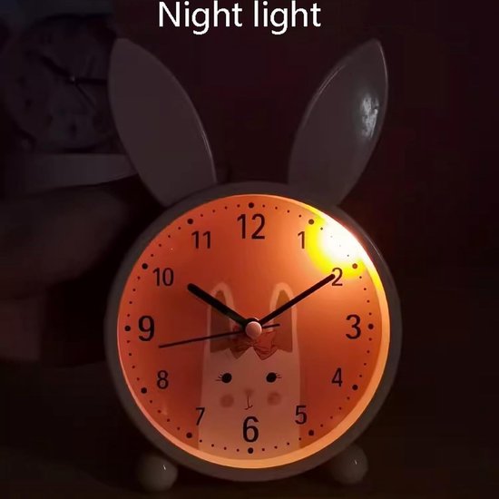 Analoge wekker - Konijnenwekker kinderwekker - Kinderkamer decoratie - Zacht nachtlampje - Groot formaat - Meerdere kleuren — afbeelding 5