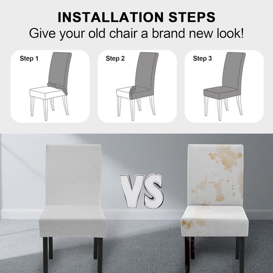 Premium Waterproof Dining Chair Covers, Set of 4 or 6, Elastic High Back Chair Covers, Removable and Washable, Suitable for Banquets, Kitchens and Parties(Light Grey, 6 Pieces) van Premium — afbeelding 3