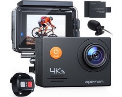 Apeman A79 Sport Action Camera 4k 20MP – 40M Waterdicht Onderwatercamera – Helmcamera – Actiecamera WIFI Afstandsbediening – Externe Microfoon Accessoires Kit
