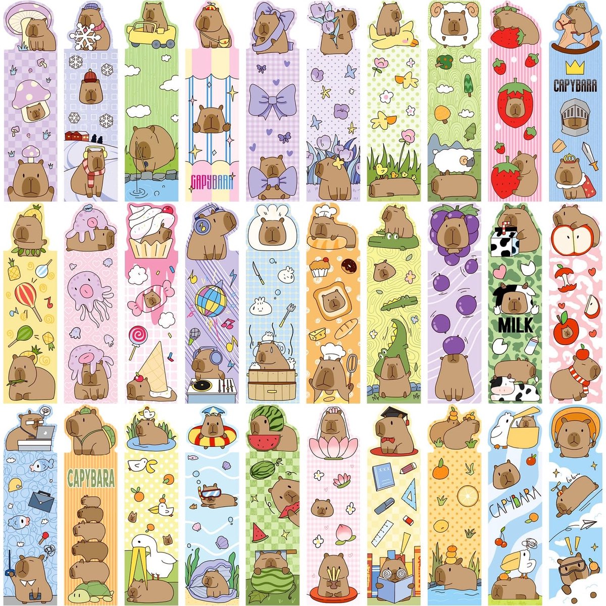 ONF3 - Capybara Boekenleggers - Schattig Dierontwerp - Duurzaam en Leuk - 30 Stuks - Leuke Leeshulpen voor Kinderen en Volwassenen - Perfect als...