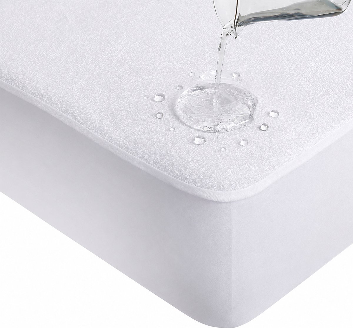 Ultracomfortabel Waterdichte Princess Matrasbeschermer Hoeslakenbadstof Matrasbeschermhoes- Incontinentie-Ademend-Zacht-Geruisloos-Antibacteriëel-Öko-Tex gecertificeerd-100% Veilig-Rondom Elastiek-Machine wasbaar- 1Persoons- XL 90x220-cm -Wit