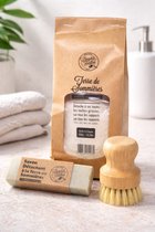Terre de Sommières Vlekverwijderaar Set – Natuurlijke Vlekkenverwijderaar met Détachant Zeep & Borstel – Voor Vetvlekken, Kleding, Bank & Tapijt