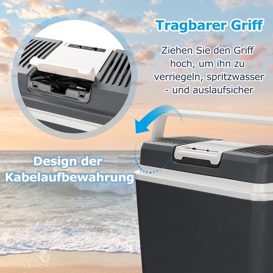 Elektrische koelbox - Mini koelkast - Kamperen en reizen - Koelt en verwarmt - 24 liter - Grijs — afbeelding 4