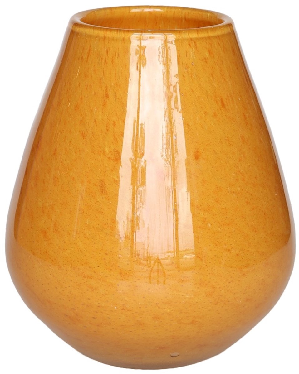 Vase The World Vaas Tasman Elite | Geel | Mondgeblazen dik glas | Ø18 x H20 cm