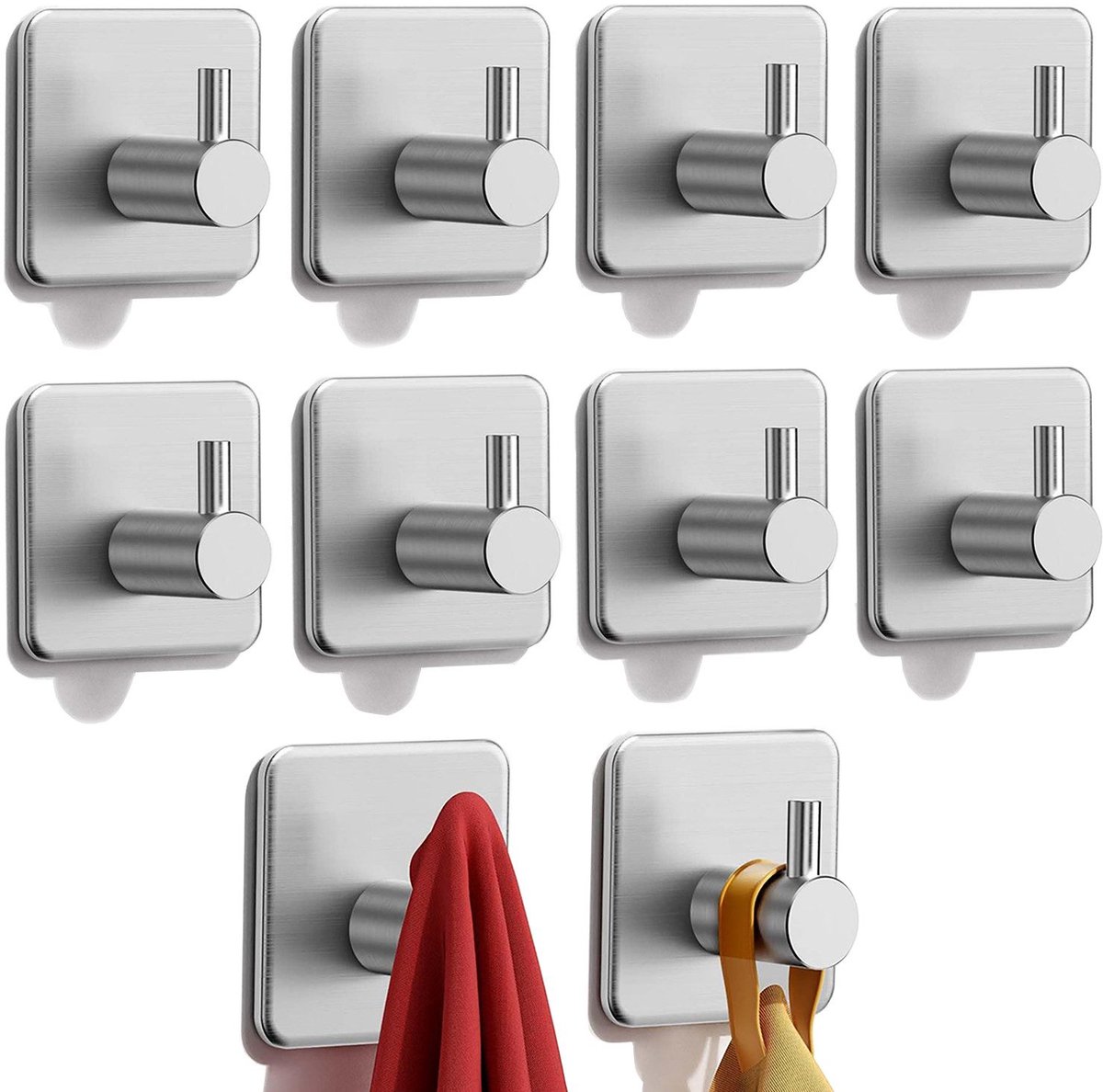 Handdoekhaken Zelfklevend Zonder Boren – 10 Stuks RVS Handdoekhouder Badkamer – Handdoekho