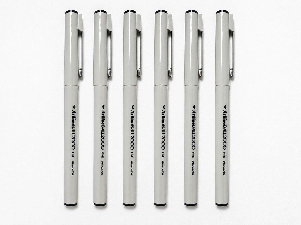 6 Stuks ArtLine Ball 2000 0.4mm Fine Tip Zwart Pen kopen | Zwarte fijne pen