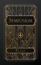 Boekomslag met gouden art deco-patroon en de tekst 'SYMPOSIUM PLATO'.