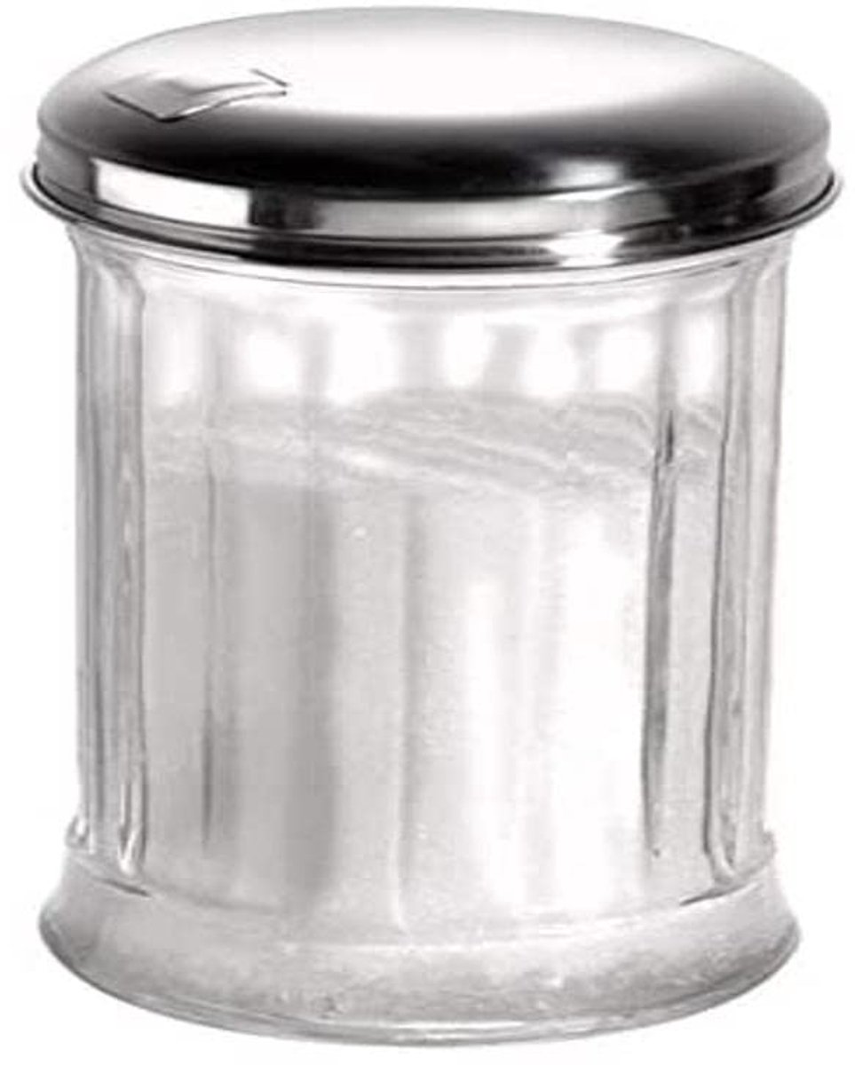 APS Suiker dispenser 320 ml - Glas met RVS doseerklep - 7,5 cm diameter, 13,5 cm hoog