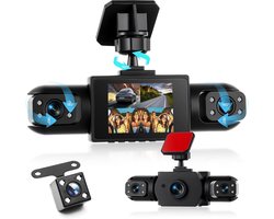 4-kanaals dashcam auto 360 graden - met 4 camera's 1080p voor en achter links, rechts, 2 inch 1080p dashcamera - Inclusief 32GB geheugenkaart
