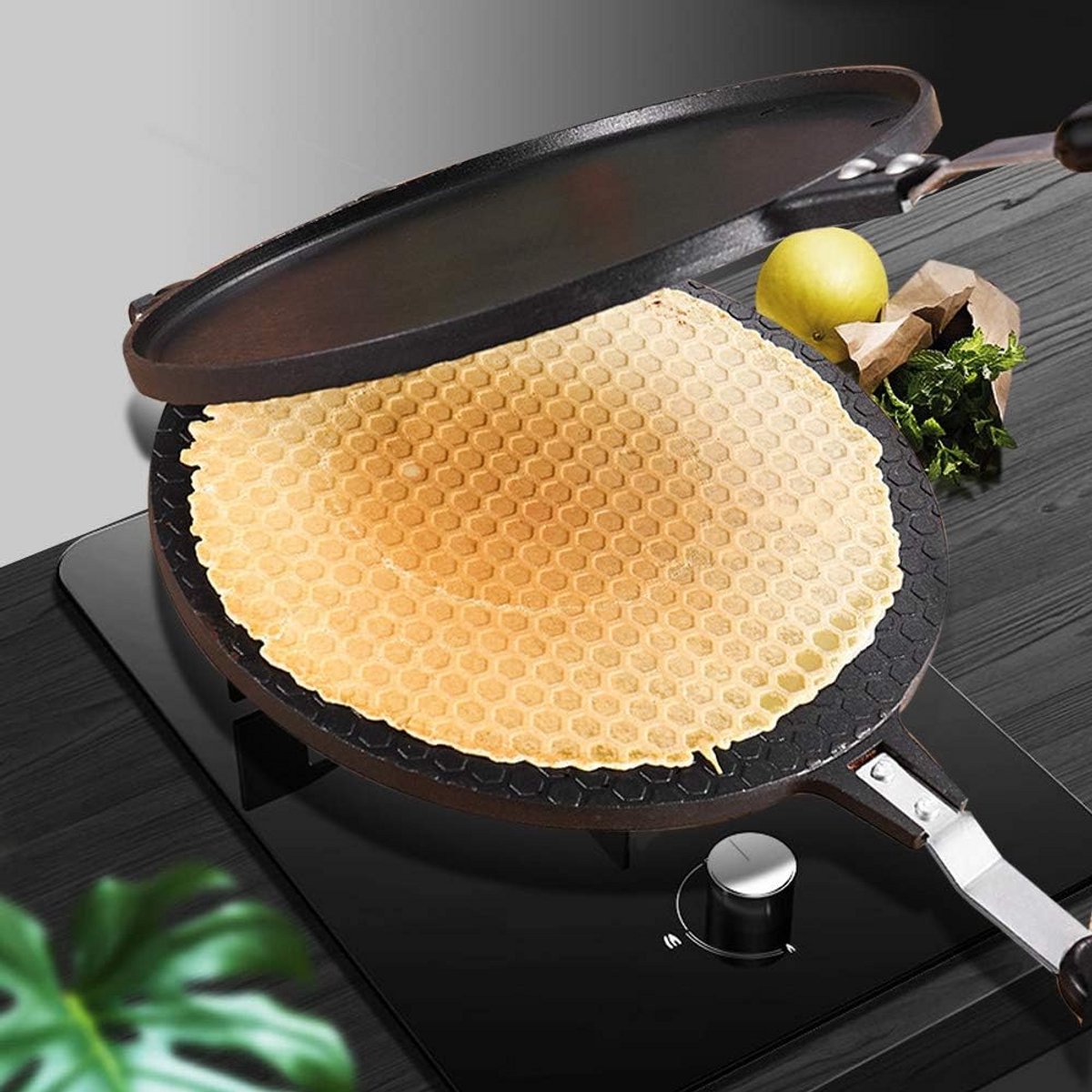 Wafel- en takoyakipan met anti-aanbaklaag voor lenterollen en gebak