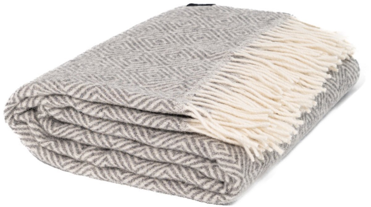 WOOOL® Plaid - Diamond (Grijs) - 140x200cm - 100% Wol