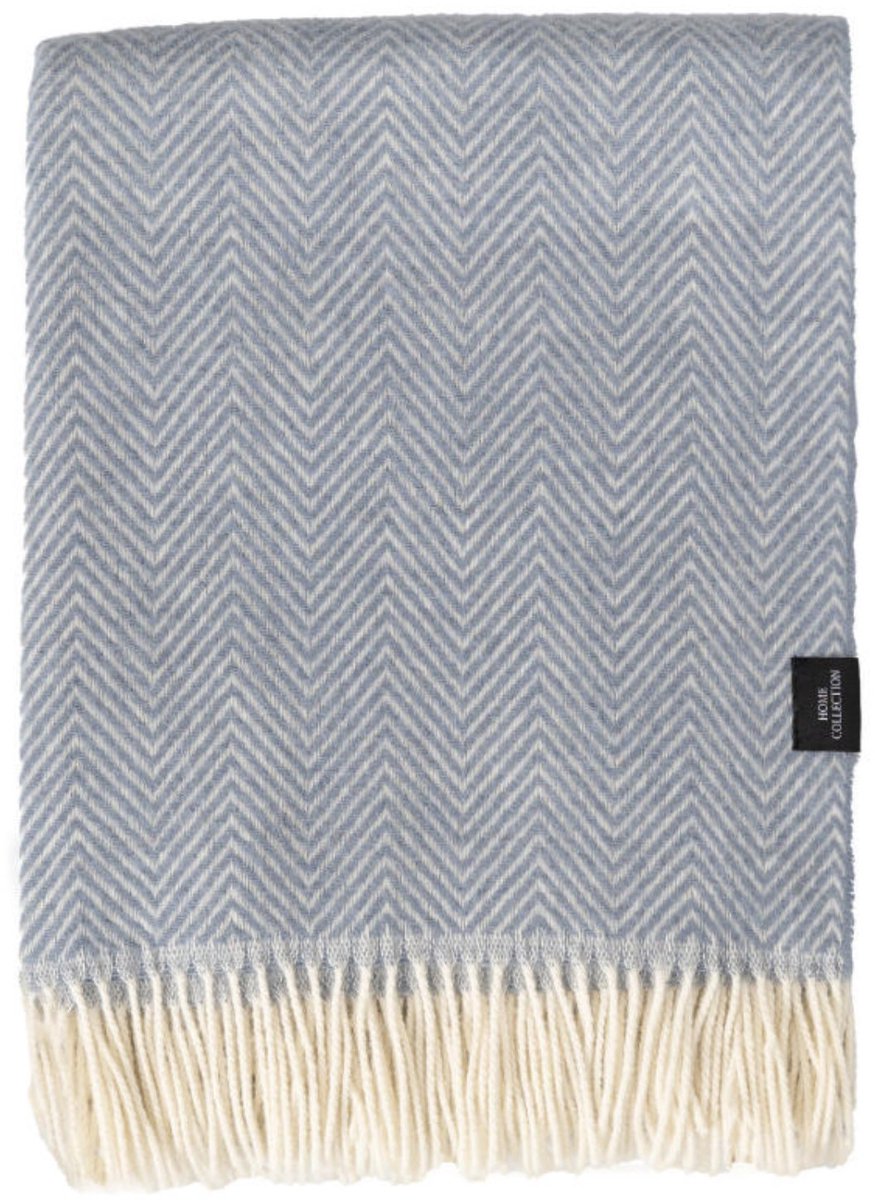 WOOOL® Plaid - Manhattan (Lichtblauw) - 140x200cm - 100% Wol