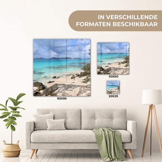 Peinture sur verre MuchoWow® 20x20 cm - Peinture sur verre acrylique - Vue de Saint John dans le parc national des Îles Vierges - Photo sur verre - Peintures