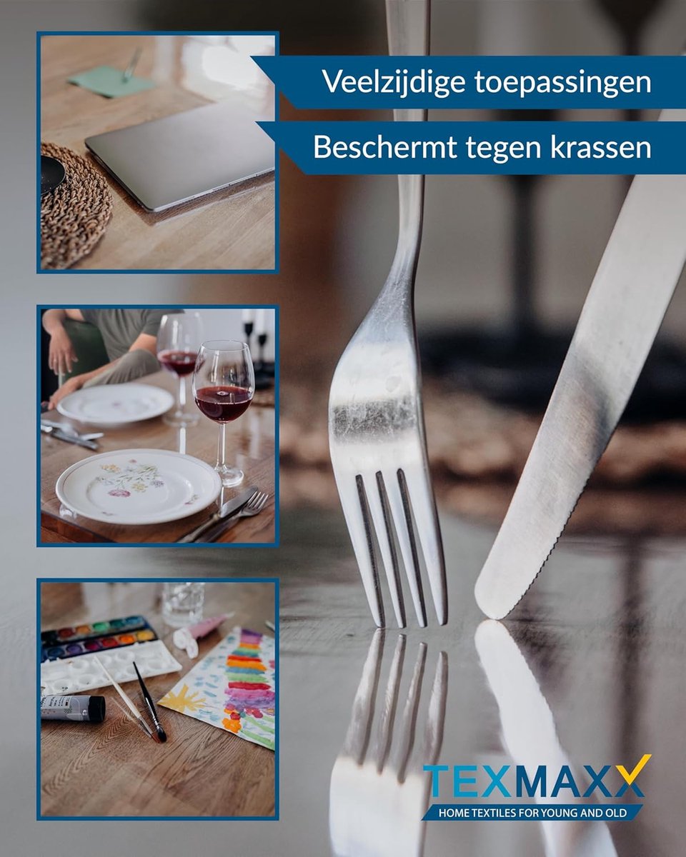 Transparante Tafelfolie - Tafelbeschermer PVC - Tafel Beschermen - Afgeschuinde Randen - 80x245cm - Transparant