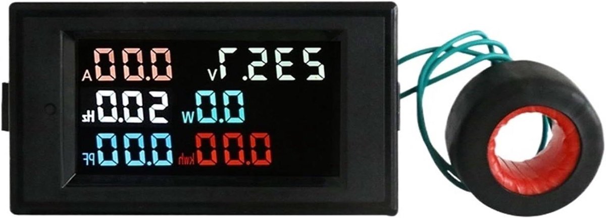 Digitale Stroommeter - Energiedisplay - Energie Verbruik Meten - 6-in-1 Functie - 79x43x48mm - Meerkleurig