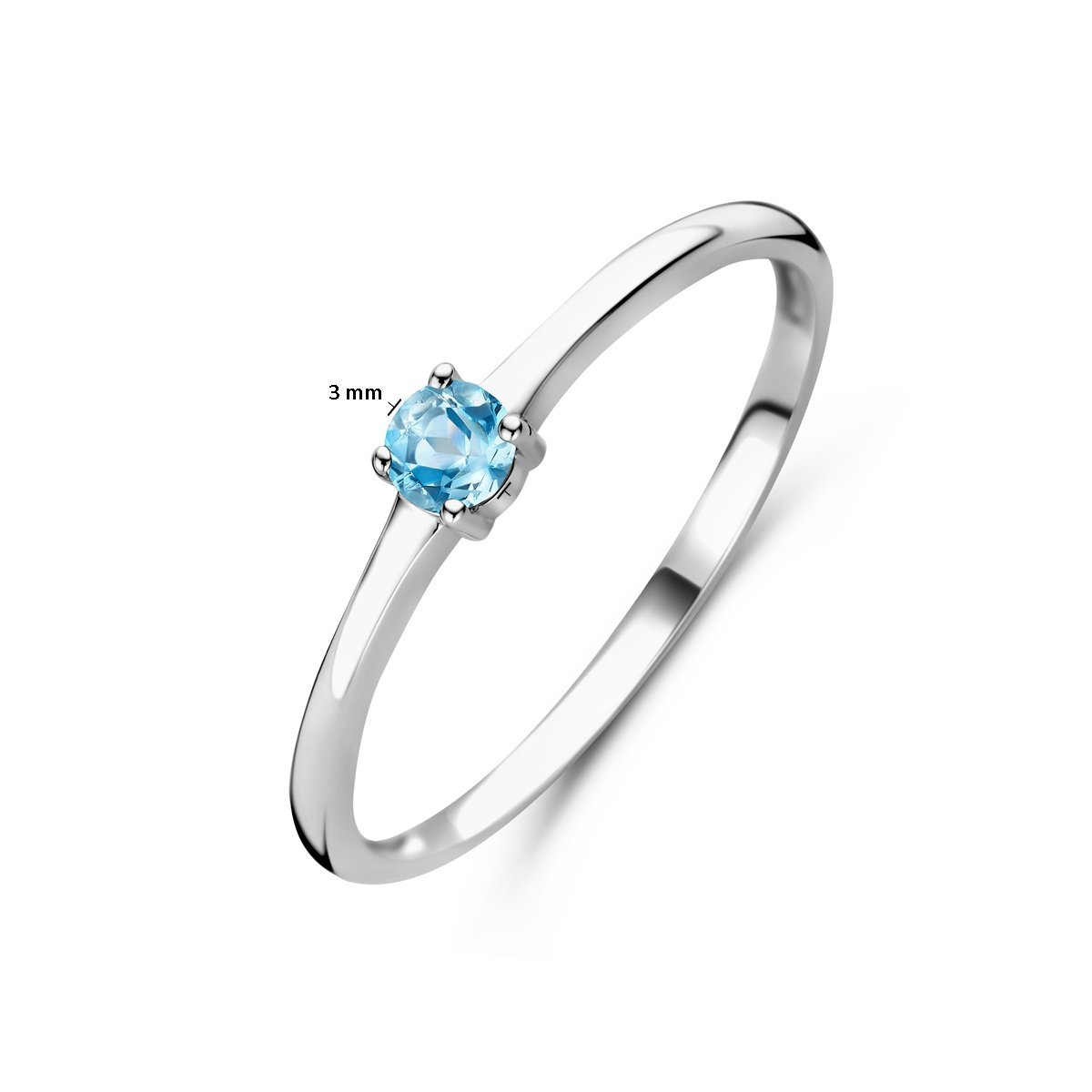 Gerhodineerd Zilver Ring Met Geboortesteen Aquamarijn Maart 1337065