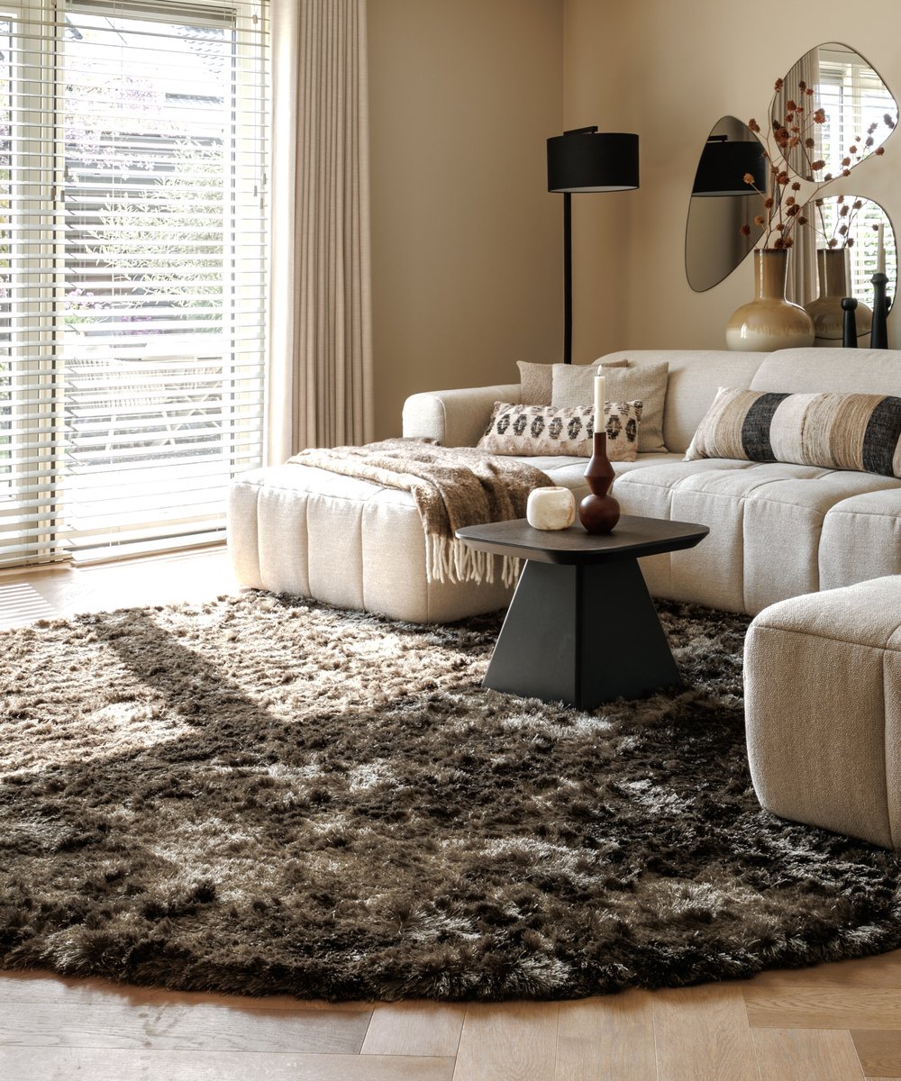 Velvet vloerkleed rond - Auréa taupe 300
