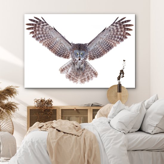 Décoration murale Métal - Peinture Aluminium - Hibou volant - 150x100 cm