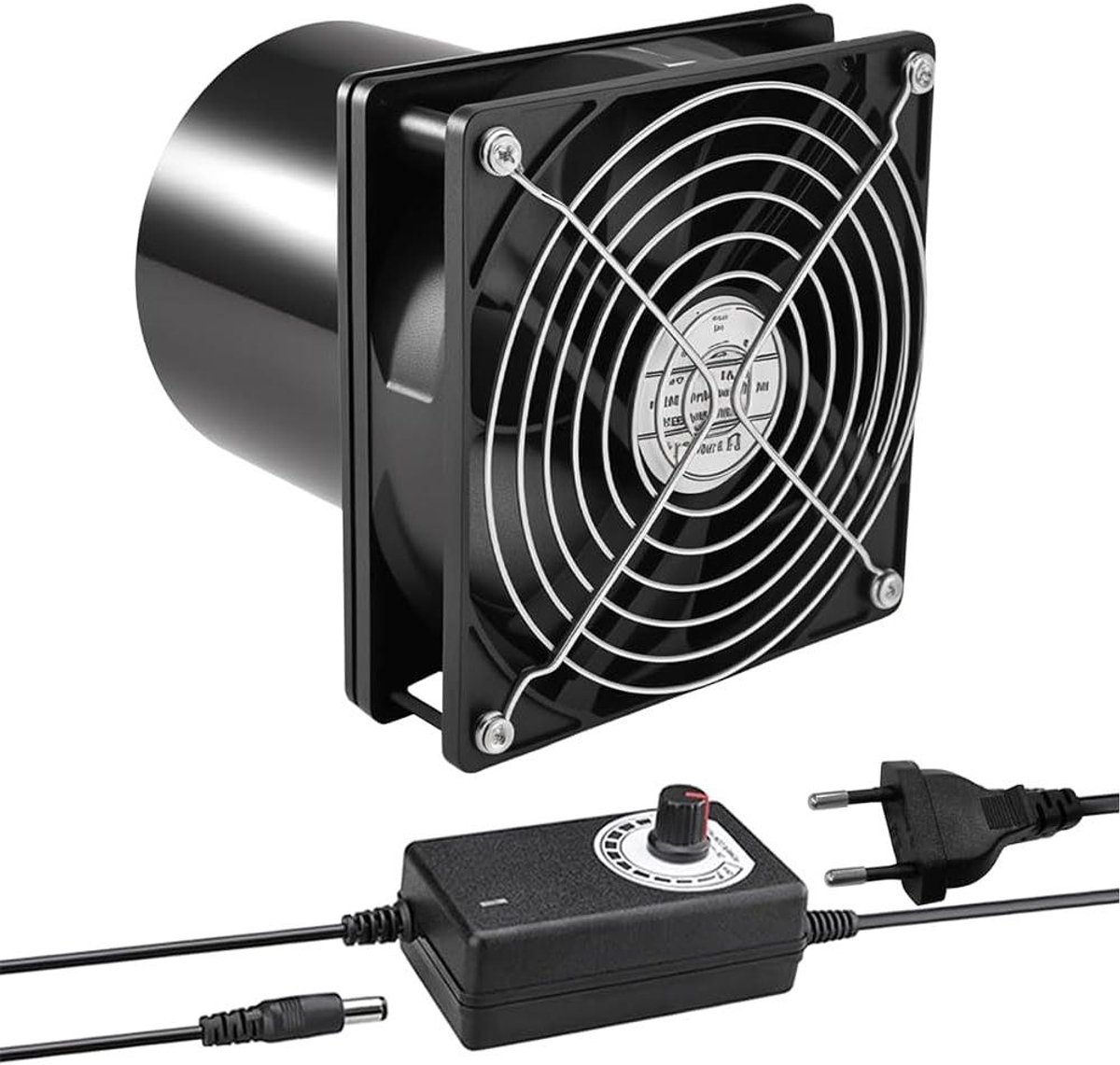 Buisventilator - Afzuigventilator - Luchtcirculatie - Met snelheidsregelaar - 100 mm - Zwa