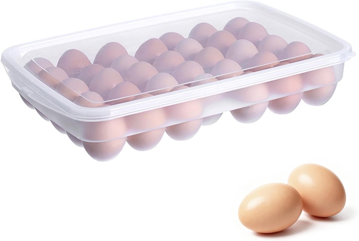 Praktische eierdoos met 34 vakken, ideaal voor koelkast, keuken, picknick en kamperen