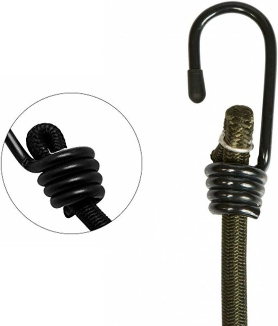 Set van 12 Spiral Hooks - Zwarte Expanderhaken voor Rubber Touw en Spanfix - Ideaal voor Tensioneren en Bevestigen van Lasten — afbeelding 2