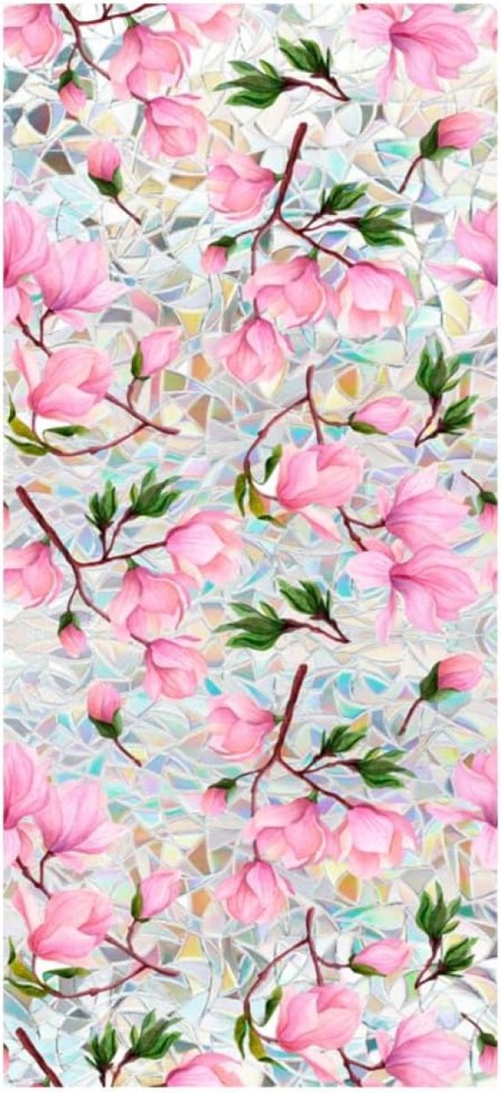 Regenboog Magnolia raamfolie met zonwering en privacy