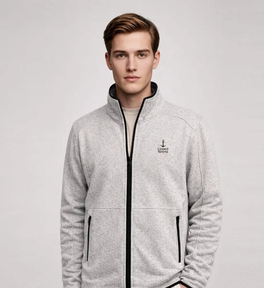 Lizzard Sports Heren Fleece Vest met Rits Milans – Gebreid Fleece Trui Heren zonder Capuchon Comfort Fit Grijs