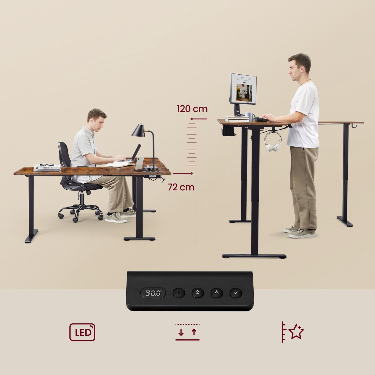 VASAGLE - Elektrisch Zit Sta Bureau thumbnail 6