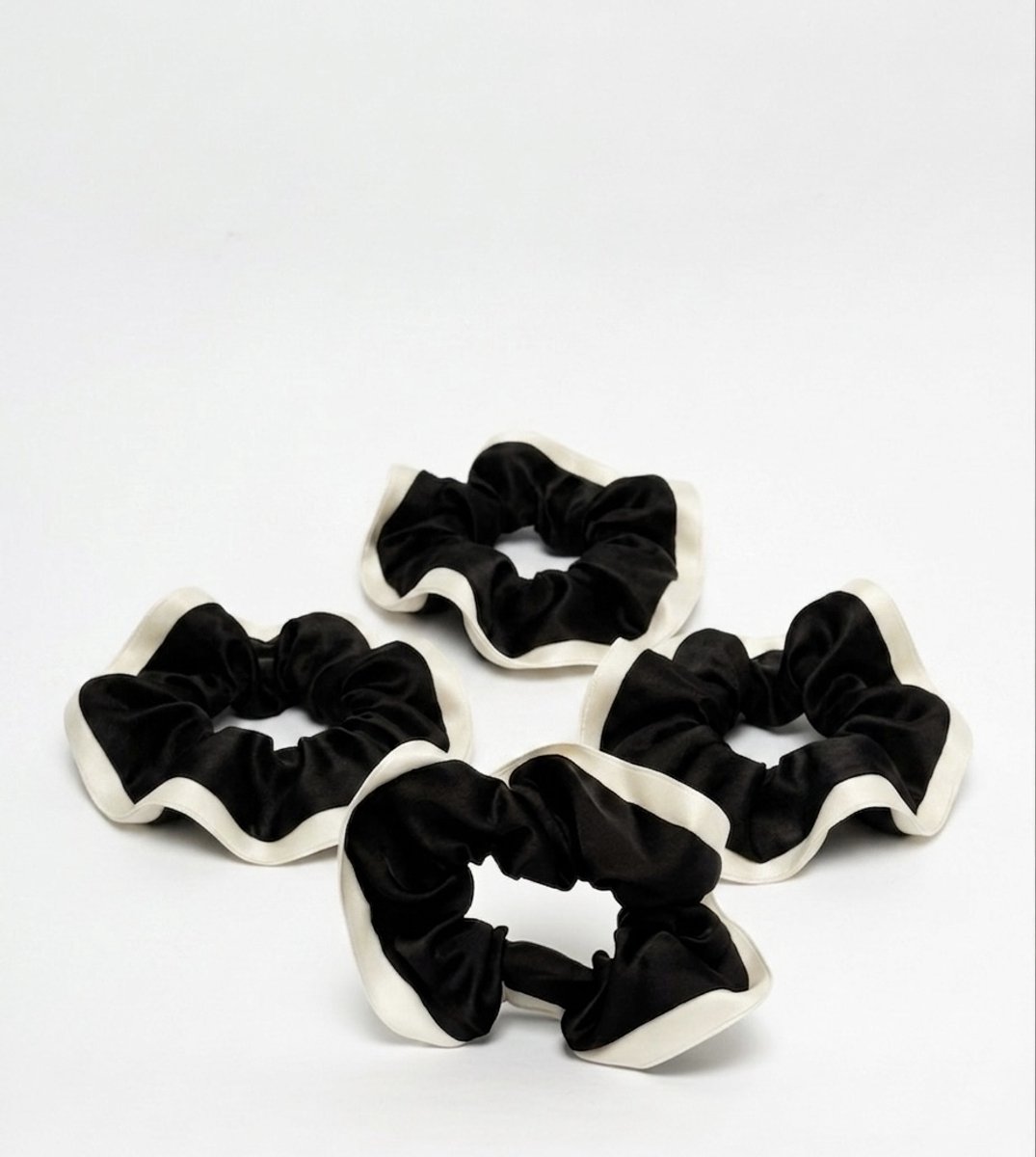 Beau by Ava Scrunchie Satijn Zwart-Wit
