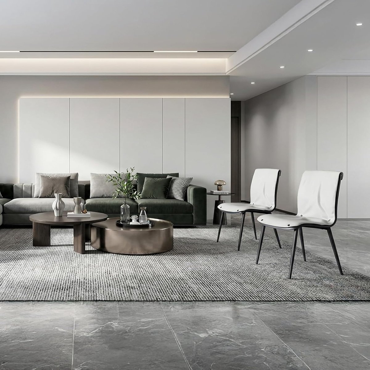 Eetkamerstoelen set van 2 – Meuble Paris Moderne Kunstleren Keukenstoelen met Metalen en Rubberhouten– Ergonomische Rugleuning, Comfortabele PU Zitting, Stabiel, Ruimtebesparend Design – Eetkamerstoelen voor Keuken, Eetkamer, Woonkamer & Horeca – Wit