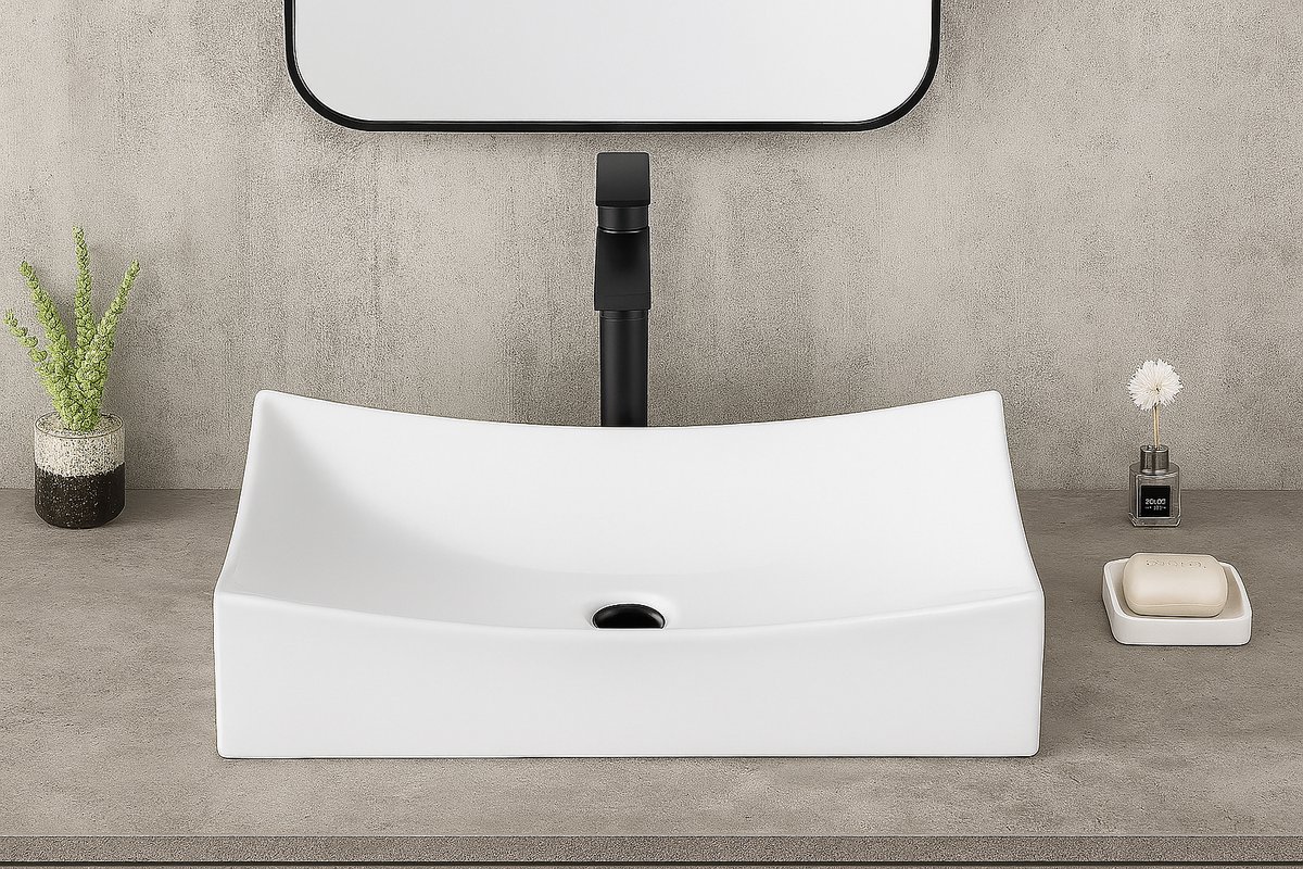 AquaVik Opzetwastafel Glida Keramiek 65,5x39,5x13,5 cm Glans Wit