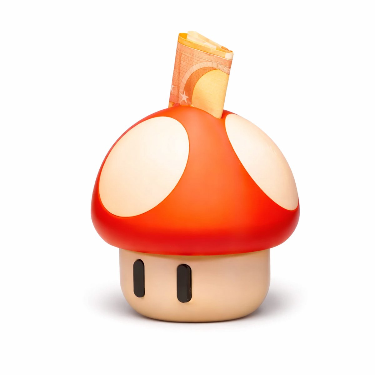 Super Mario Spaarpot Paddenstoel - Mario Mushroom Piggy Bank - Kinder Spaarpot - Design Cadeau Voor Gamers En Kinderen - Decoratieve Geldpot Met Draaidop - 7.5 x 7.5 x 10 cm - Rood