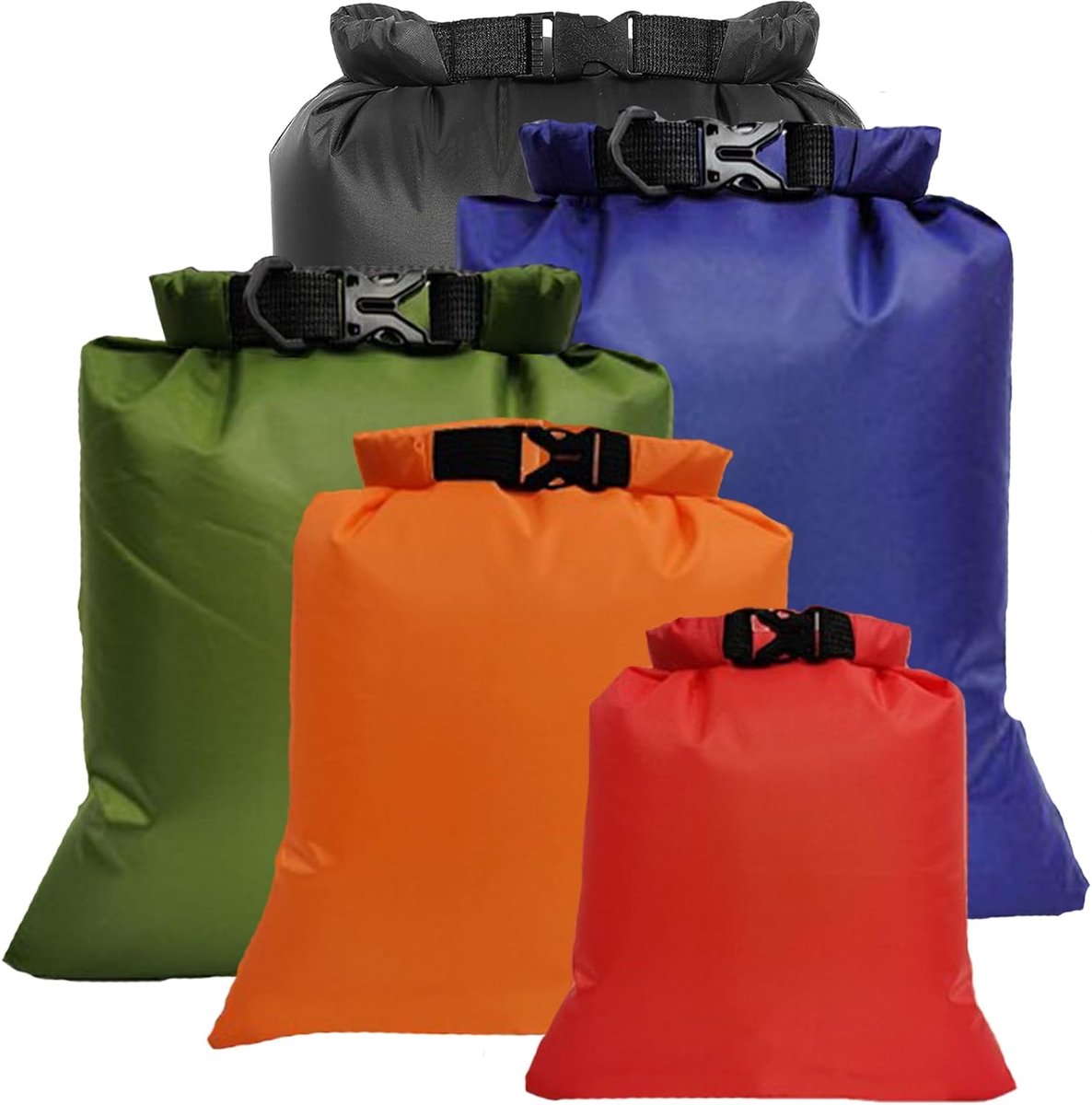 Drybag Set van 5 Stuks - Waterdichte Tas / Rugzak - Strandtas - Zwemtas - Wetbag - Droogtas - Outdoor Tas - Polyester - 22L - Meerkleurig - van Imperatoris